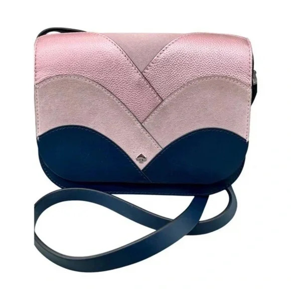 Kate Spade Pink and Blue Bag like new Nadine Patchwork Medium Flap Shoulder Bag - Picture 1 of 14